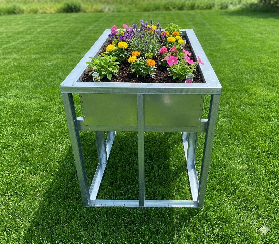 2×4 planter box with flowers
